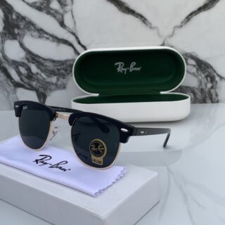RB 3016 GOLD BLACK GLASS LENS CLUBMASTER UV-400 SUNGLASSES