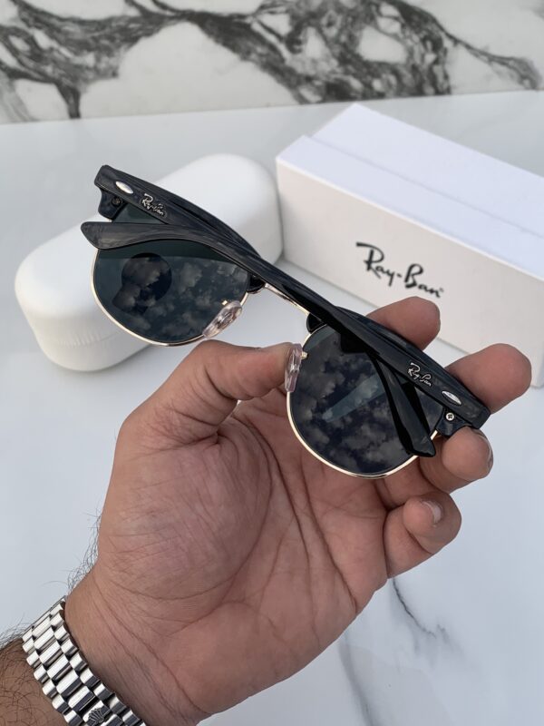 RB 3016 GOLD BLACK GLASS LENS CLUBMASTER UV-400 SUNGLASSES - Image 3