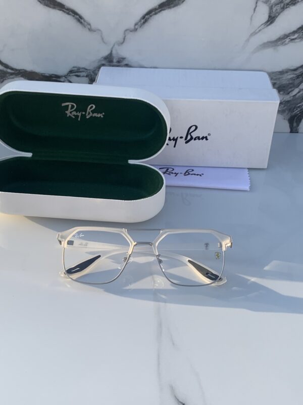 RB #4 METAL WHITE BLUE CUT UV-400 SUNGLASSES - Image 5