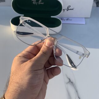 RB #4 METAL WHITE BLUE CUT UV-400 SUNGLASSES