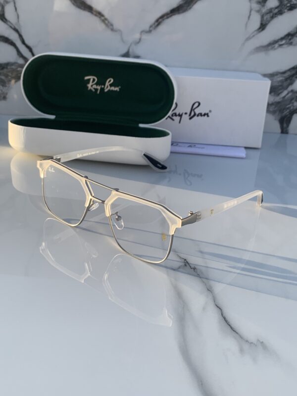 RB #4 METAL WHITE BLUE CUT UV-400 SUNGLASSES - Image 7