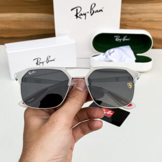 RB #4 METAL WHITE BLACK POLARISED SUNGLASSES