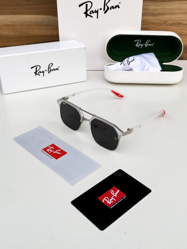 RB #4 METAL WHITE BLACK POLARISED SUNGLASSES - Image 5