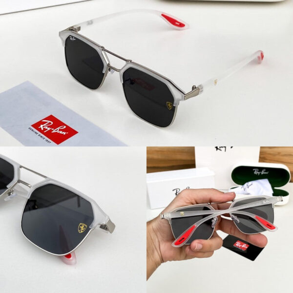 RB #4 METAL WHITE BLACK POLARISED SUNGLASSES - Image 6