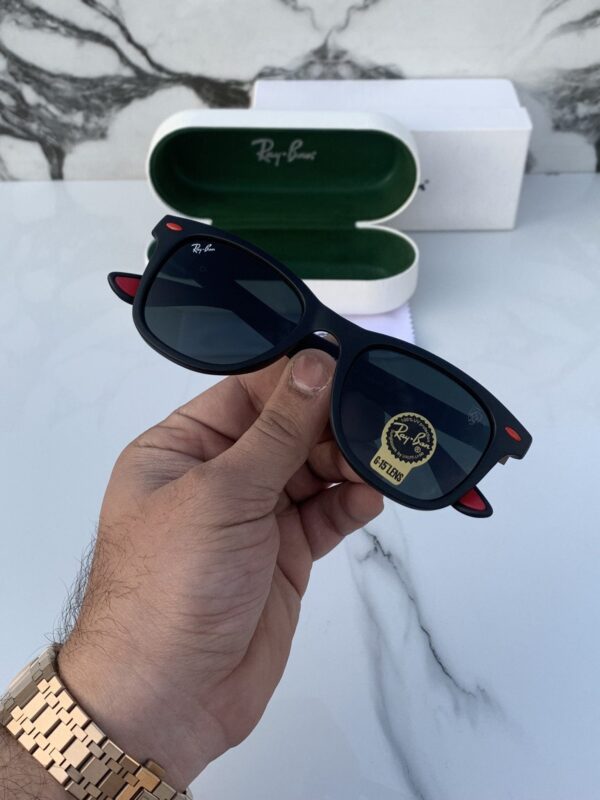 RB 4195 BLACK GLASS LENS WAYFARER UV-400 SUNGLASSES - Image 3