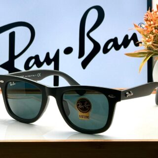RB 2140 MATT BLACK BLACK GLASS LENS WAYFARER UV-400 SUNGLASSES