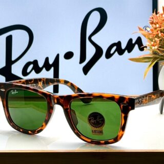 RB 2140 LEOPARD G-15 GLASS LENS WAYFARER UV-400 SUNGLASSES