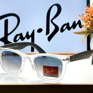 RB 2140 WHITE FRAME BLUE DC GLASS LENS WAYFARER UV-400 SUNGLASSES