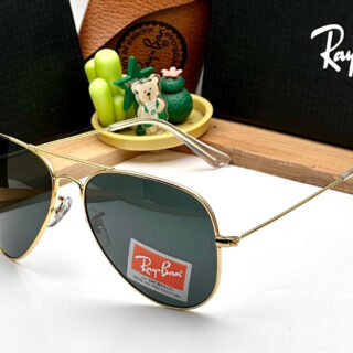 RB Aviator Classic Gold Black UV-400 Sunglasses