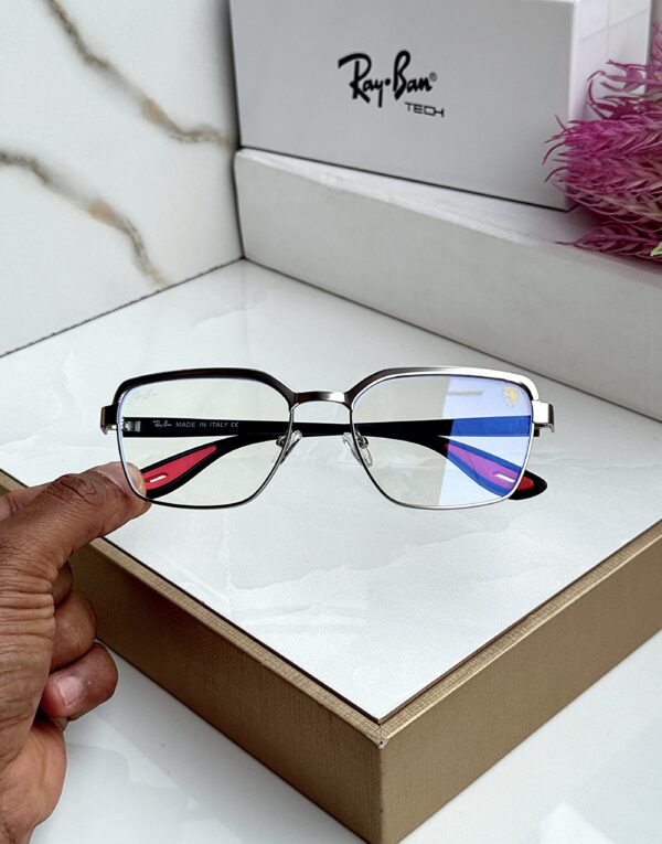 RB #7 METAL SILVER BLUE CUT SUNGLASSES - Image 3