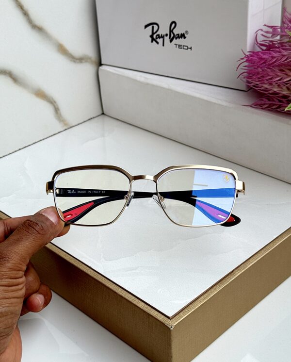 RB #7 METAL GOLD BLUE CUT SUNGLASSES - Image 3